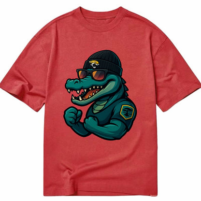 Jacksonville Alligator wearing Jaguars beanie with swamp patch and wayfarer - Classic T-shirt - Red