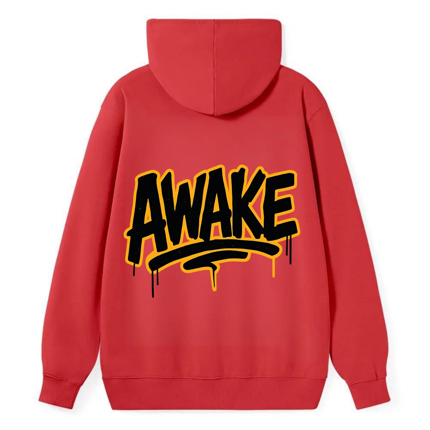 Bold typography design - "AWAKE" - conscious, aware, alert - Classic Pullover Hoodie - Red