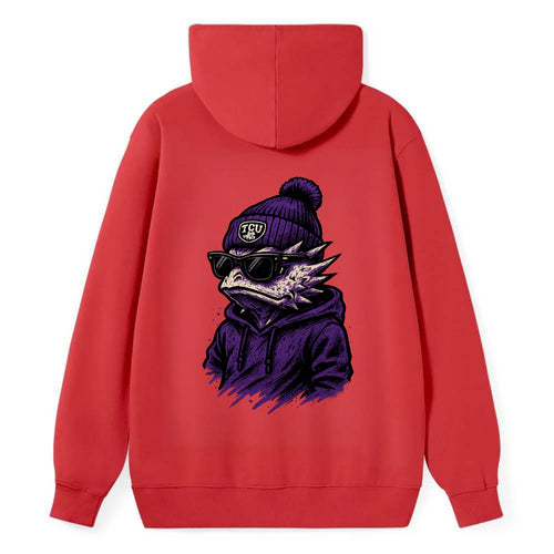 Fort Worth Horned Frog wearing TCU beanie with frog patch - Classic Pullover Hoodie