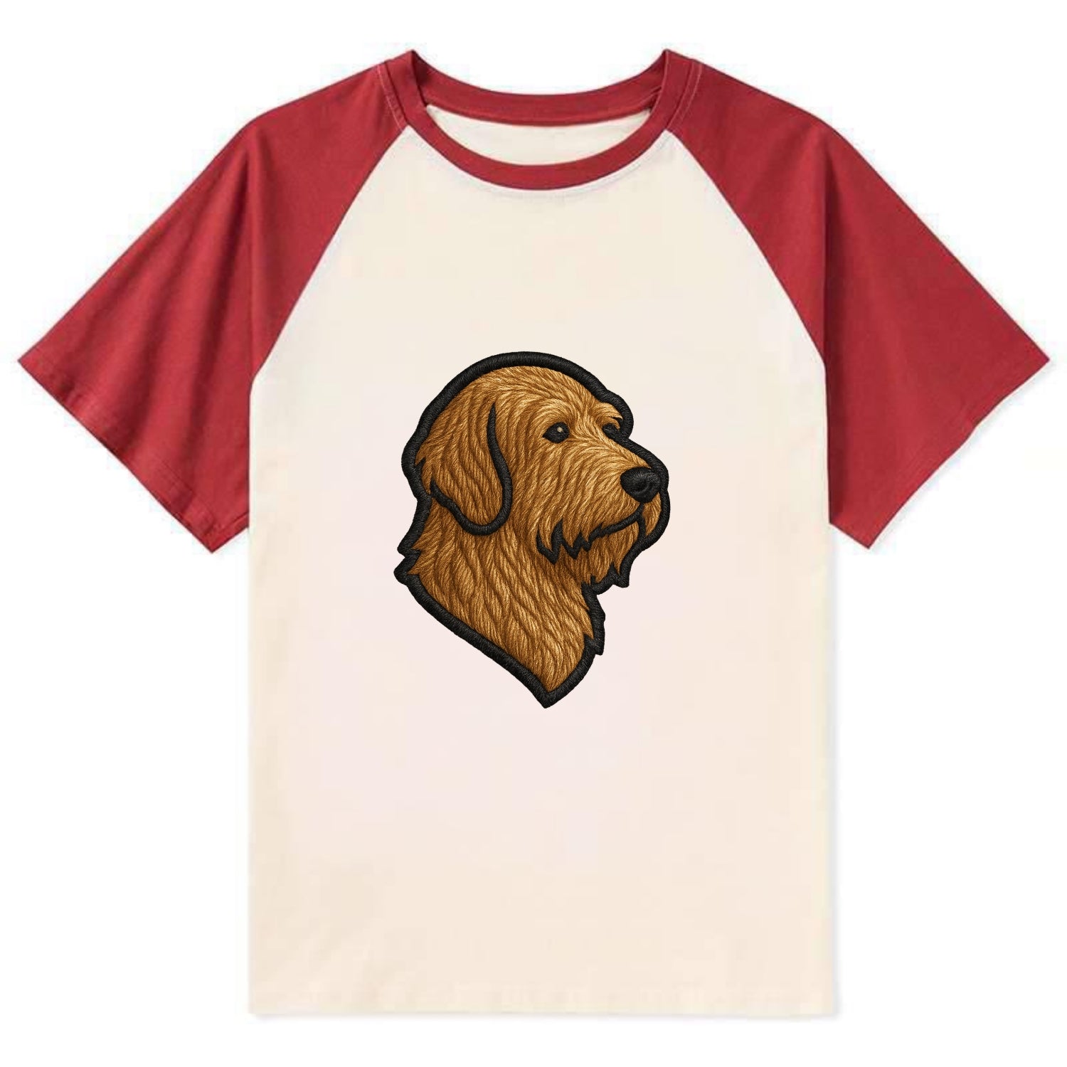 Otterhound - Trendy shaggy hound logo wi - Contrast Raglan T-shirt - Red