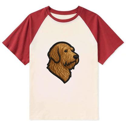 Otterhound - Trendy shaggy hound logo wi - Contrast Raglan T-shirt - Red