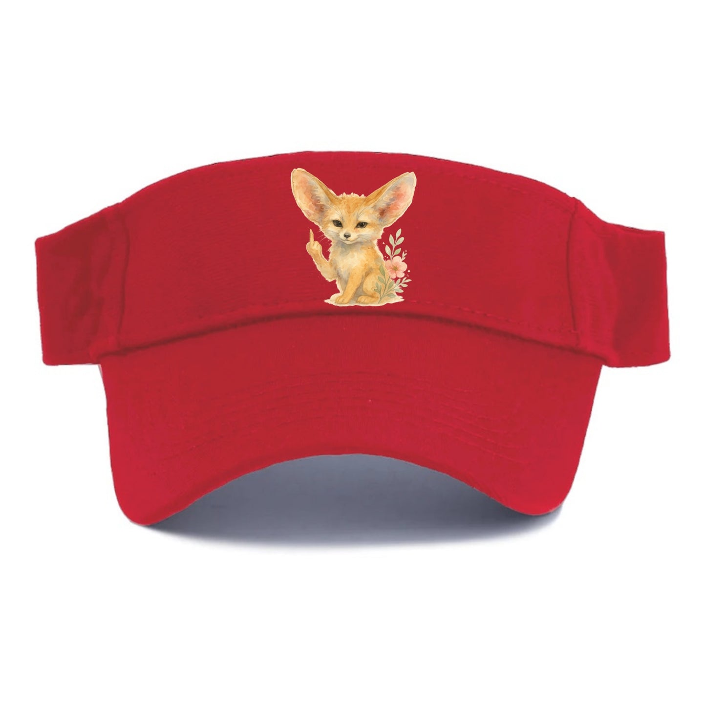 tiny fennec fox with oversized ears, one small paw raised in sass - Visor - Red