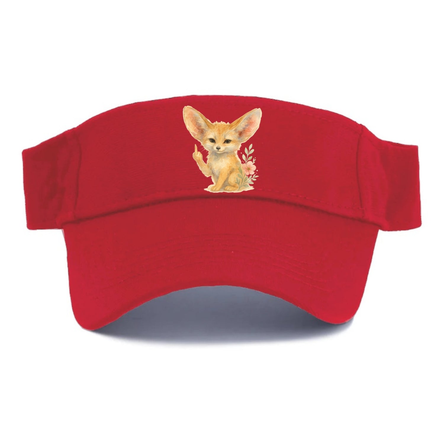 tiny fennec fox with oversized ears, one small paw raised in sass - Visor - Red