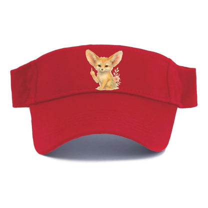 tiny fennec fox with oversized ears, one small paw raised in sass - Visor - Red
