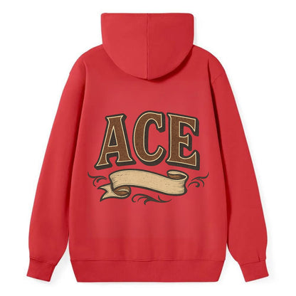 Bold typography design - "ACE" - expert, the best at something - Classic Pullover Hoodie - Red