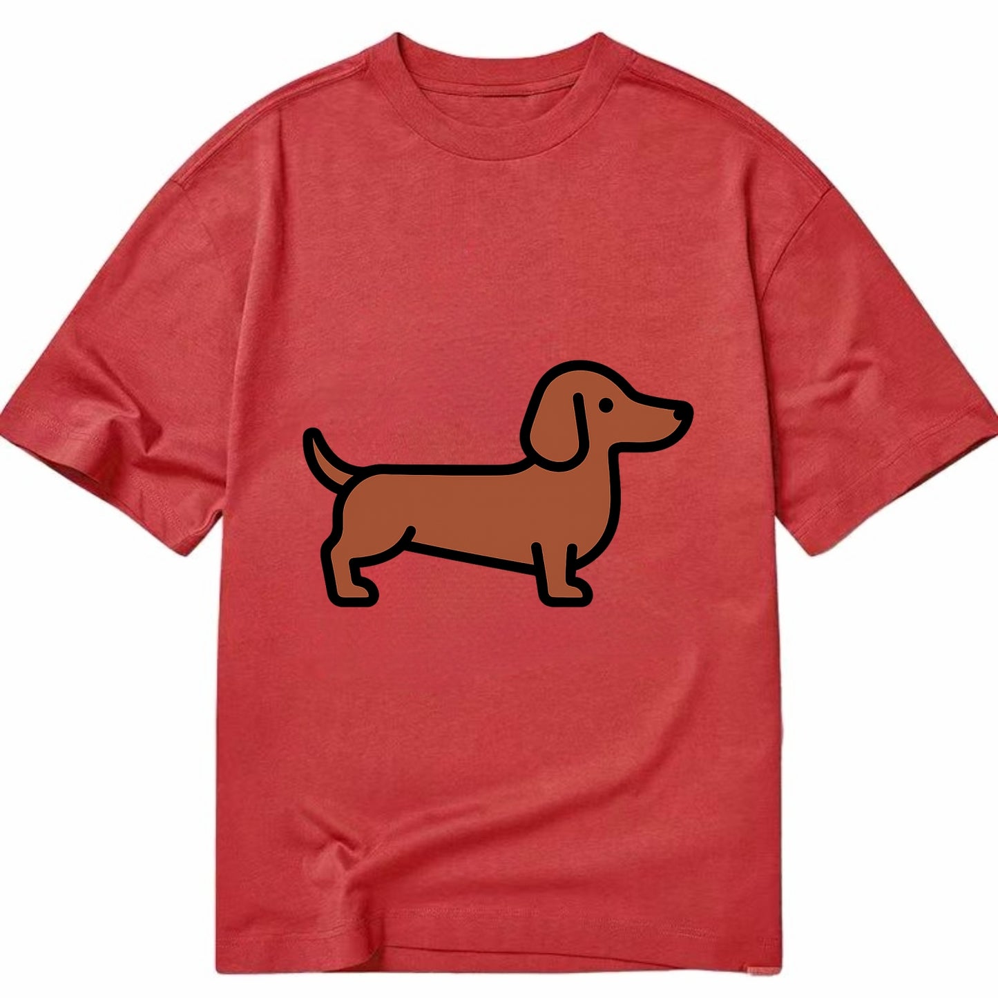 Dachshund - Red/brown smooth flat side profile - Classic T-shirt - Red