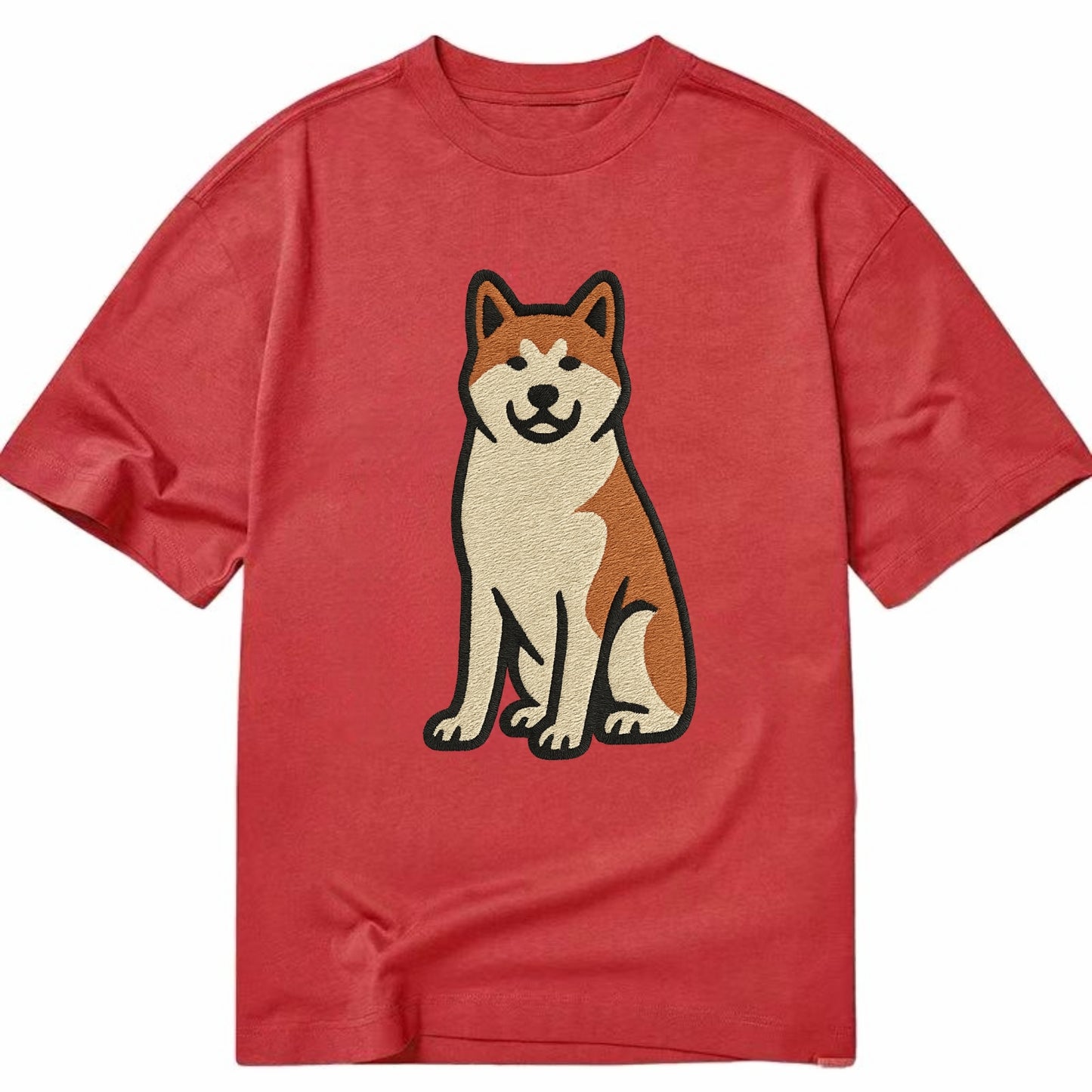 Akita - White and red sitting pose - Cla Classic T-shirt - Red