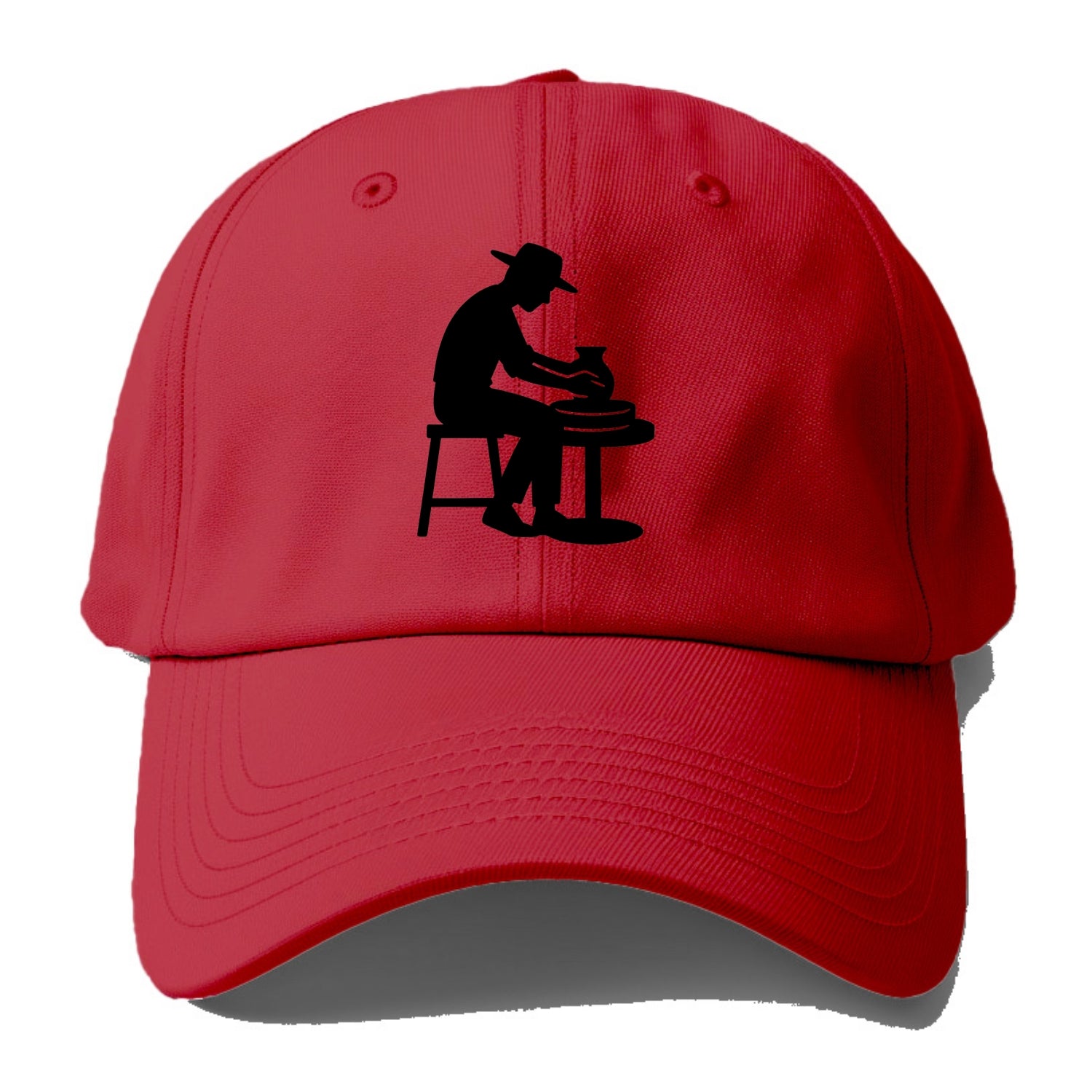 Potter shaping clay on wheel - Baseball Cap - Red