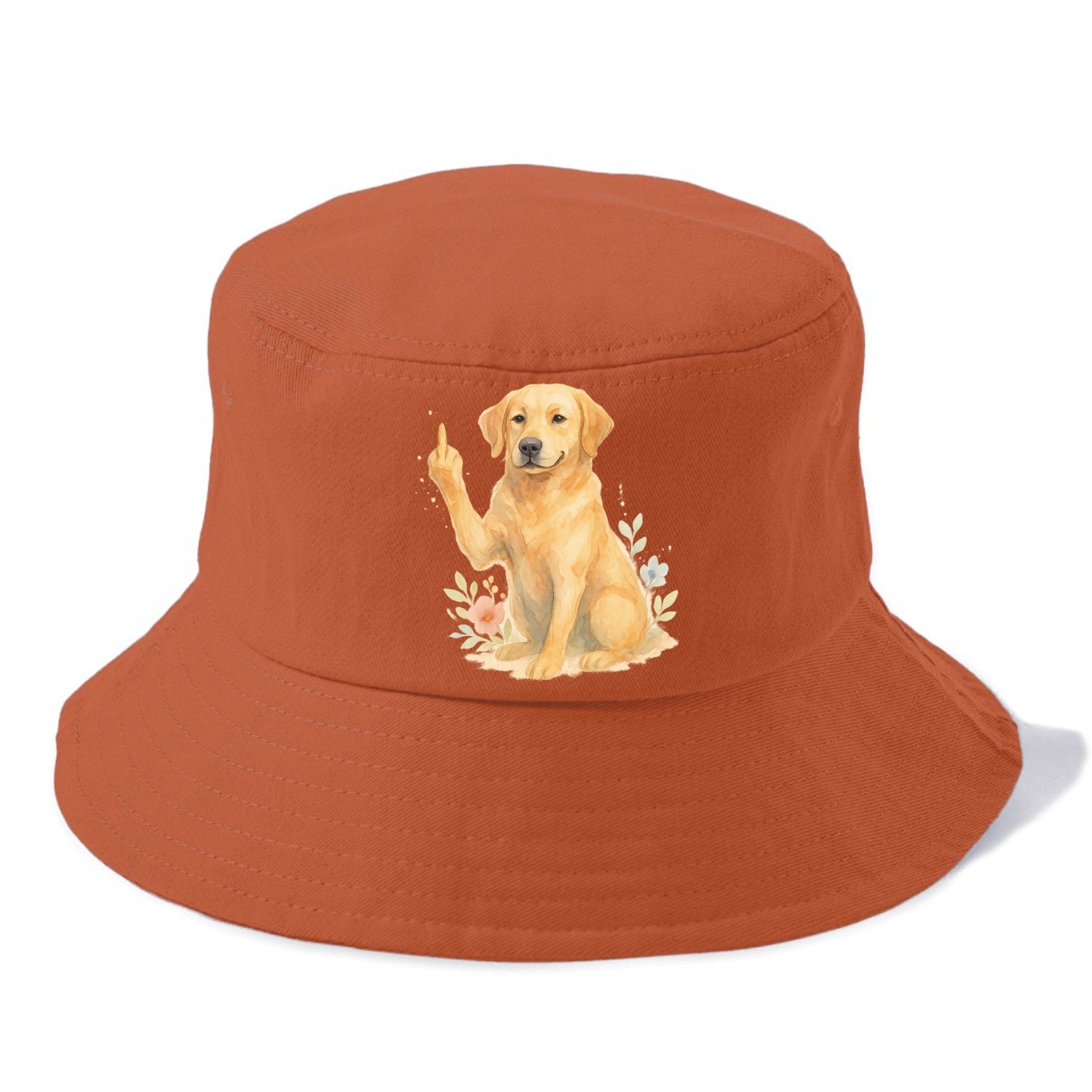 Labrador Retriever yellow sitting pretty, friendly face, strong paw up with sass - Bucket Hat - Red