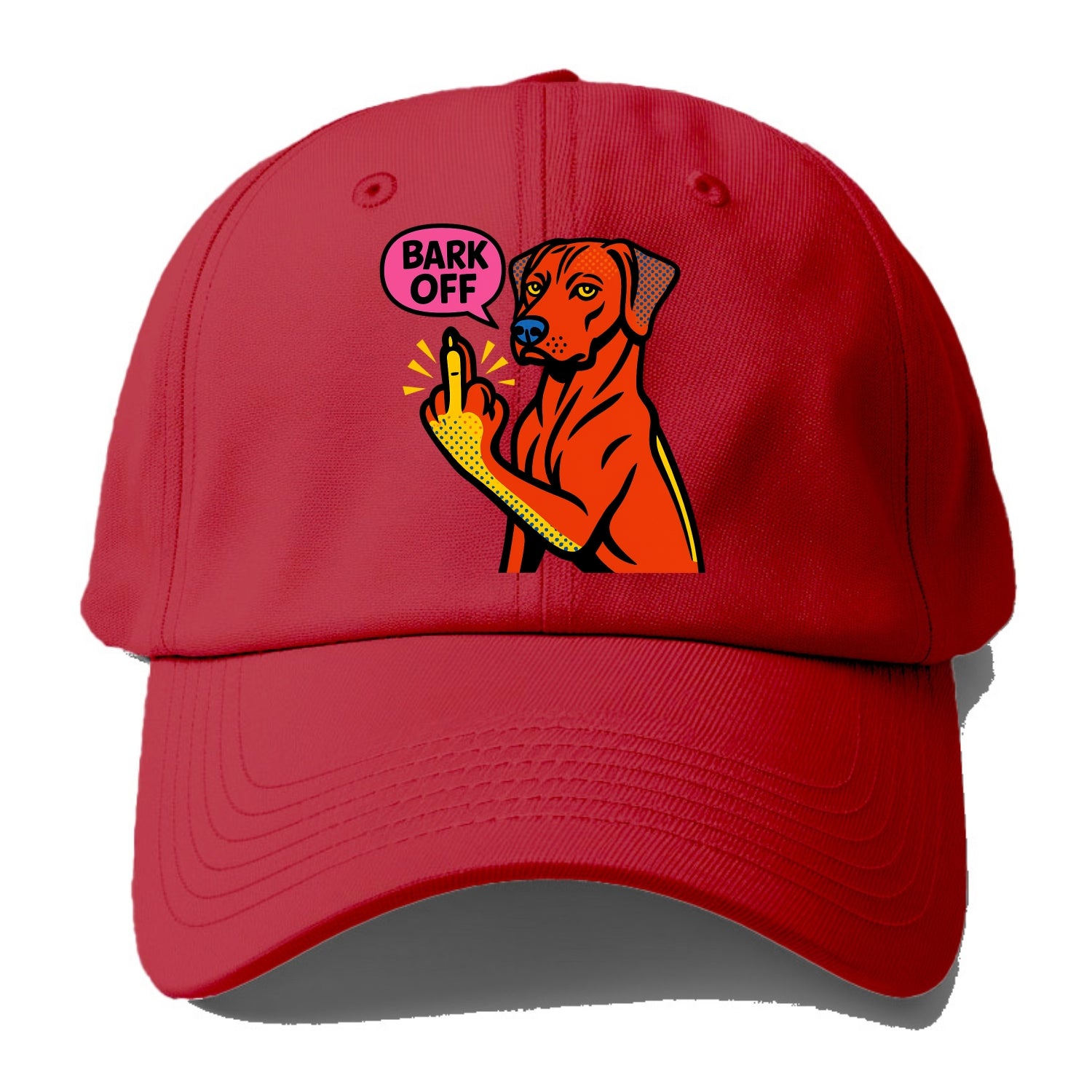 Rhodesian Ridgeback with distinctive ridge on back, athletic muscular paw up - Baseball Cap - Red
