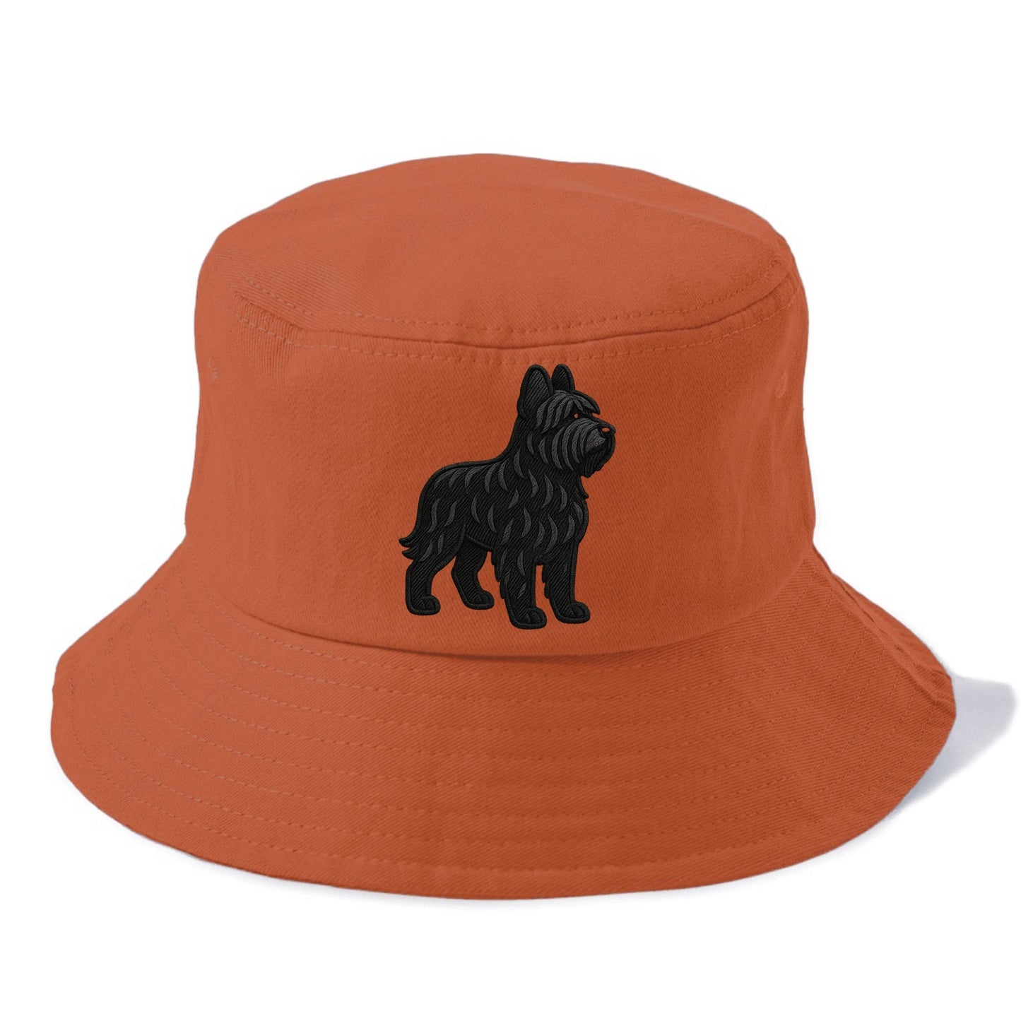 Briard - Black wavy coat embroidered herding pose - Bucket Hat - Red