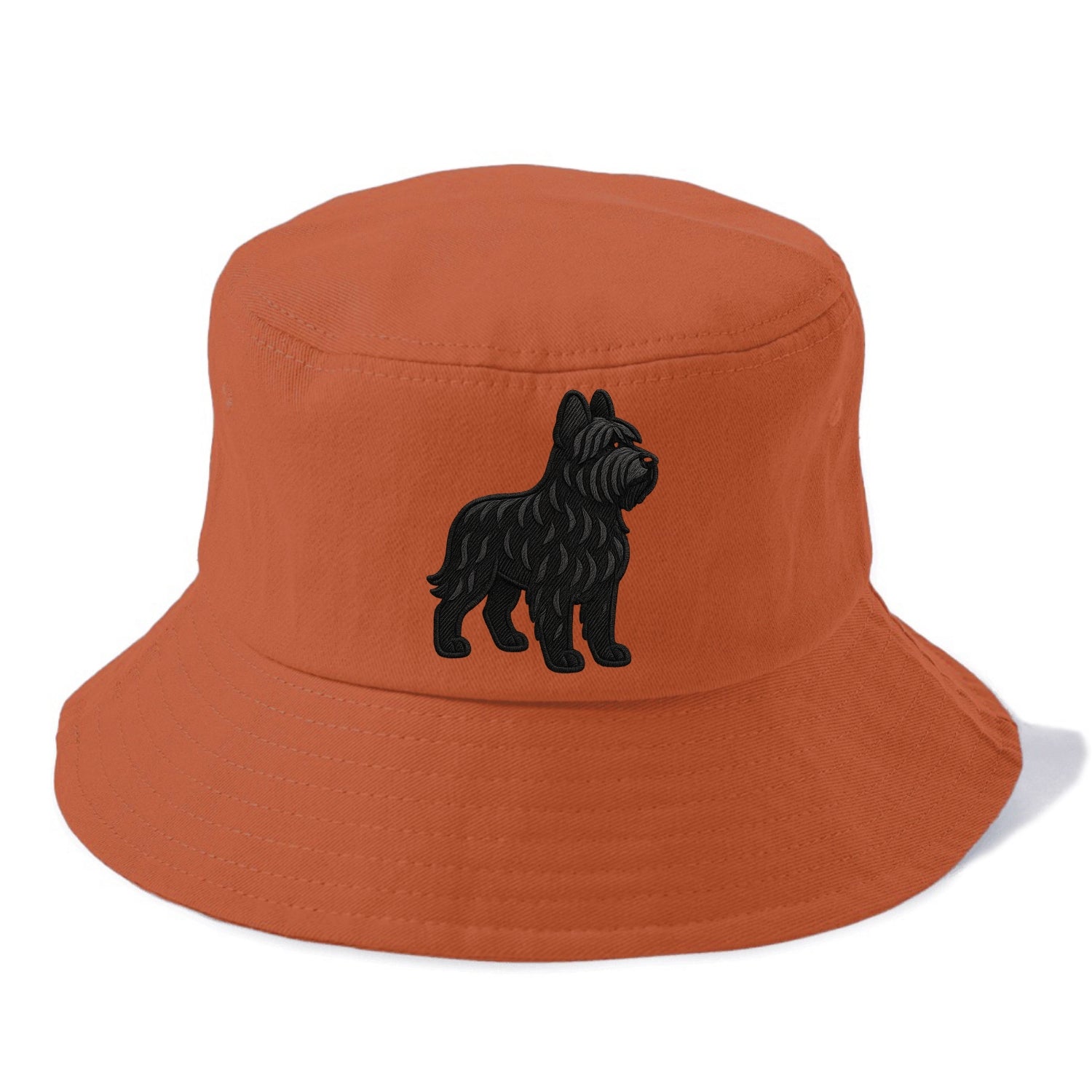 Briard - Black wavy coat embroidered herding pose - Bucket Hat - Red