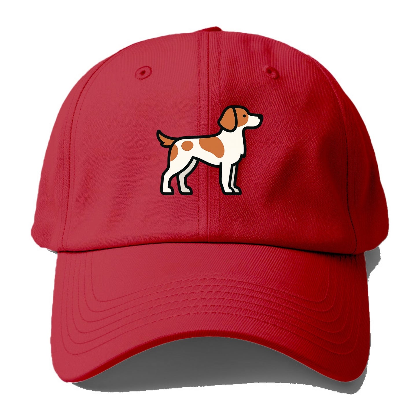 Brittany Spaniel - Orange and white flat side profile - Baseball Cap - Red