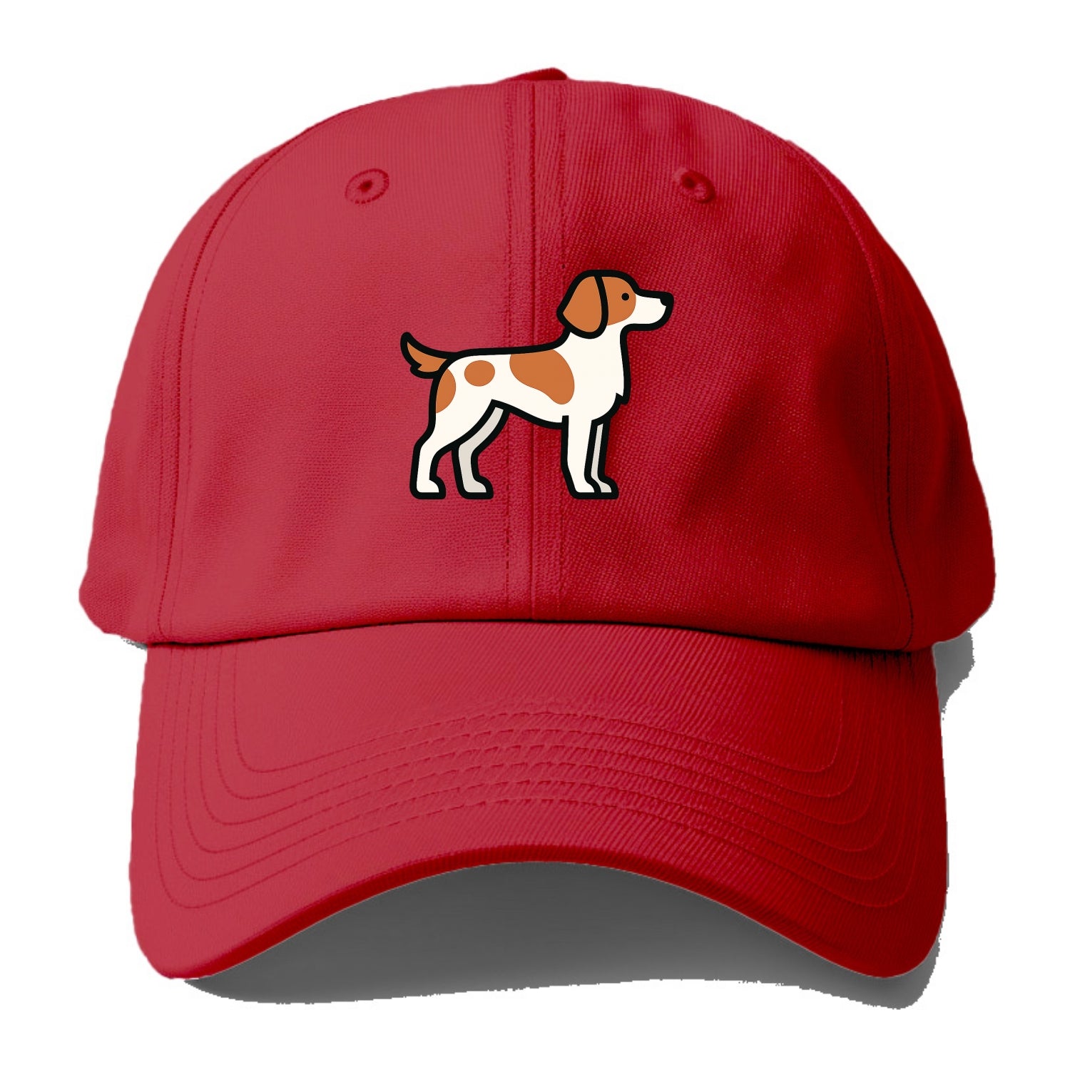 Brittany Spaniel - Orange and white flat side profile - Baseball Cap - Red