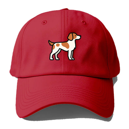 Brittany Spaniel - Orange and white flat side profile - Baseball Cap - Red