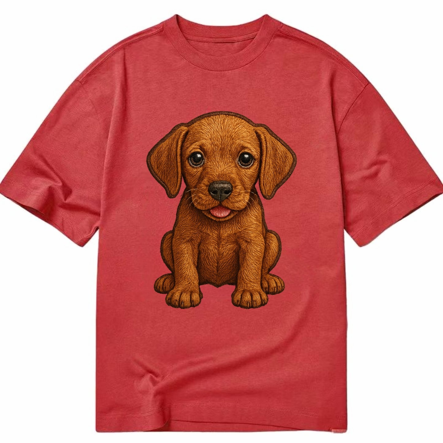 Baby Vizsla Puppy - golden rust coat, soulful eyes, athletic build, front-facing, - Classic T-shirt - Red