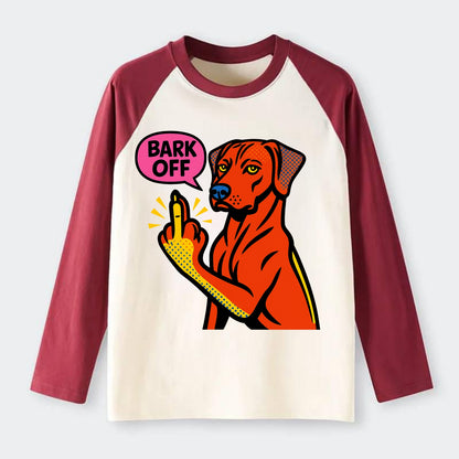 Rhodesian Ridgeback with distinctive ridge on back, athletic muscular - Raglan Long Sleeve T-Shirt - Red