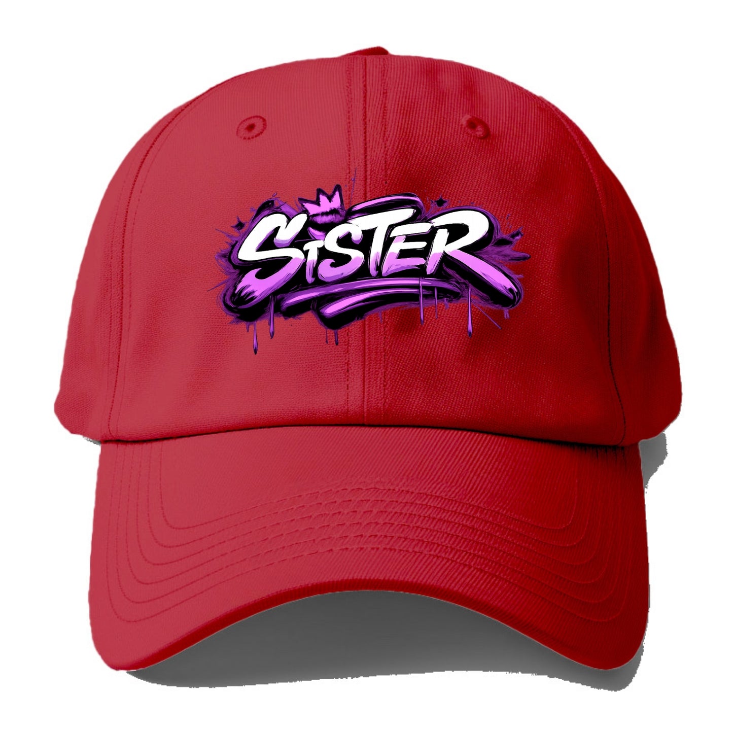 Bold typography design - "SISTER" - female bond, sisterhood - Baseball Cap - Red