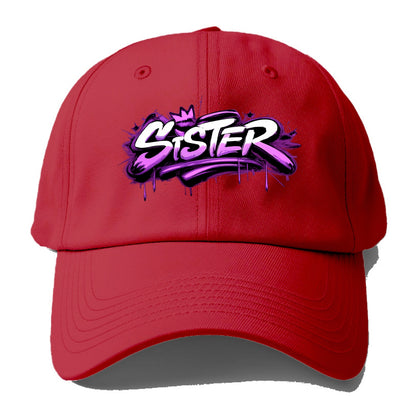 Bold typography design - "SISTER" - female bond, sisterhood - Baseball Cap - Red