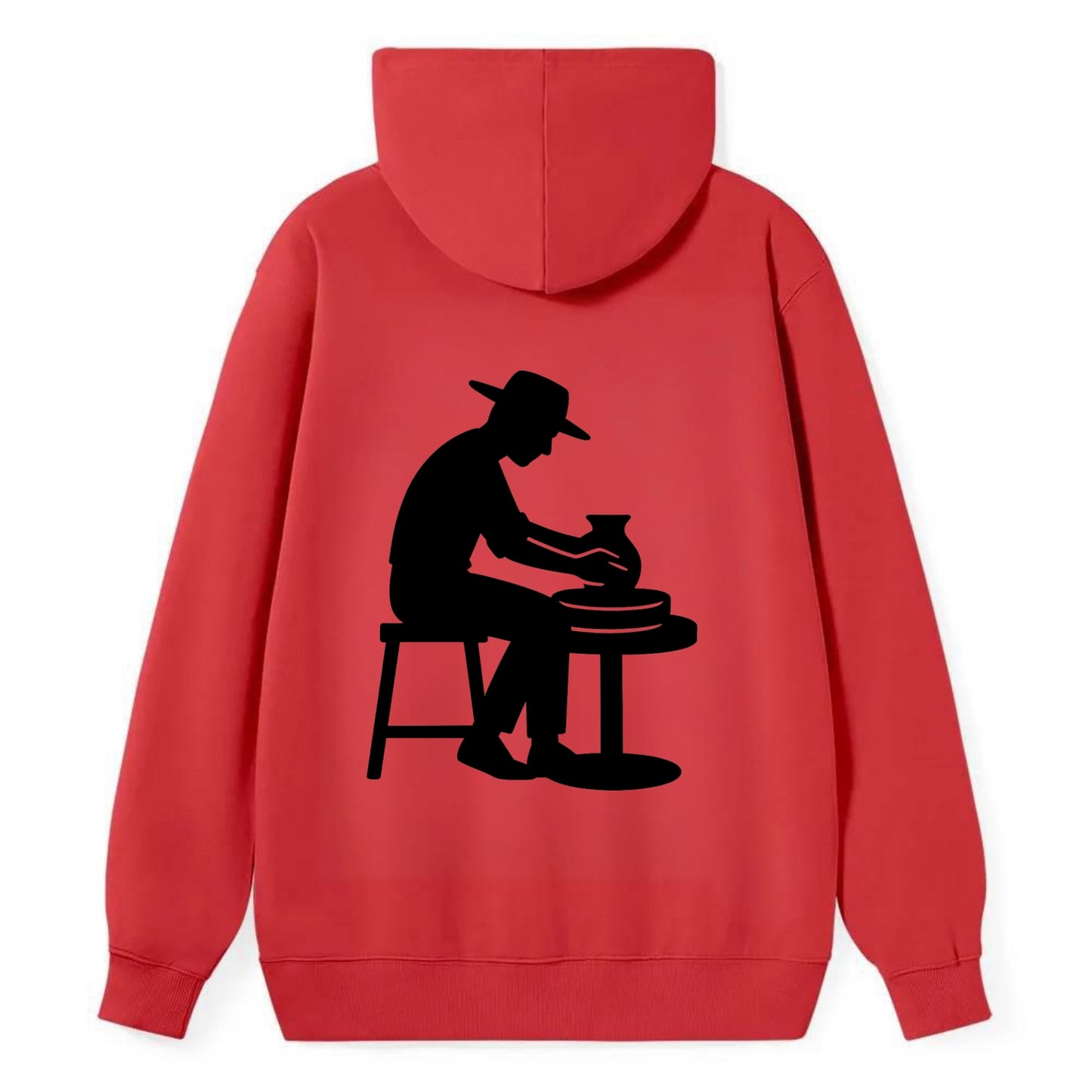 Potter shaping clay on wheel - Classic Pullover Hoodie - Red