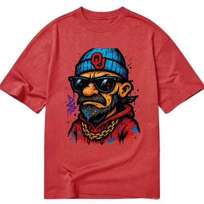Norman Sooner wearing Oklahoma beanie with OU patch - Classic T-shirt - Red