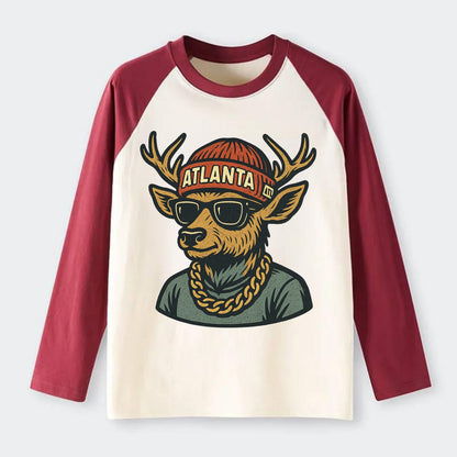 "deer" "atlanta" "atl" "red" "us South" - Raglan Long Sleeve T-Shirt - Red