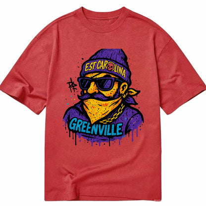 Greenville Pirate wearing East Carolina beanie with skull patch - Classic T-shirt - Red
