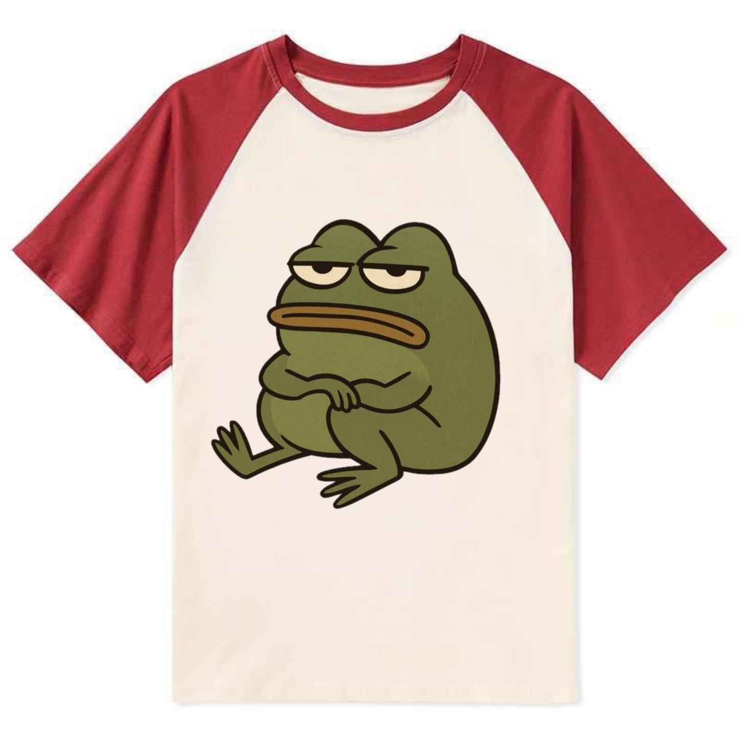The Frog Judges Silently - Contrast Raglan T-shirt - Red