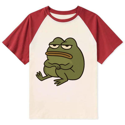 The Frog Judges Silently - Contrast Raglan T-shirt - Red