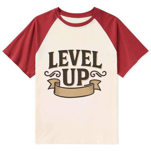 Bold typography design - LEVEL UP - improving, advancing, growing - Contrast Raglan T-shirt