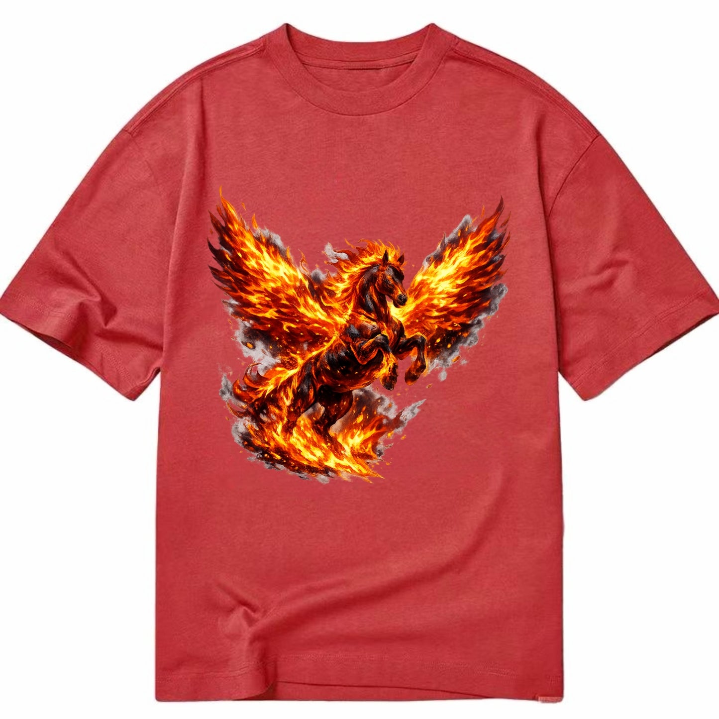 PHOENIX FIRE HORSE | Horse emerging from flames like phoenix | Rebirth - Classic T-shirt - Red