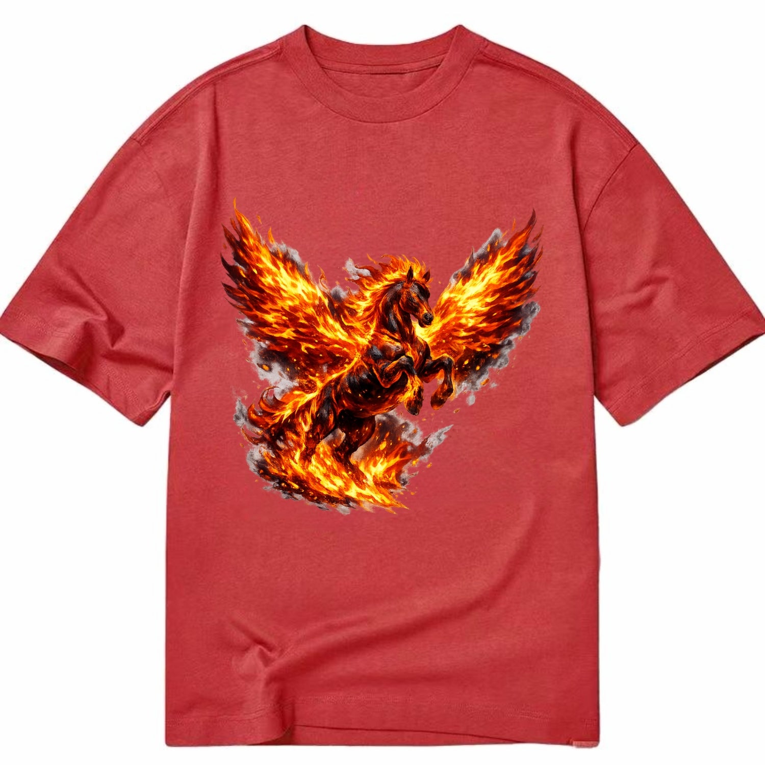 PHOENIX FIRE HORSE | Horse emerging from flames like phoenix | Rebirth - Classic T-shirt - Red