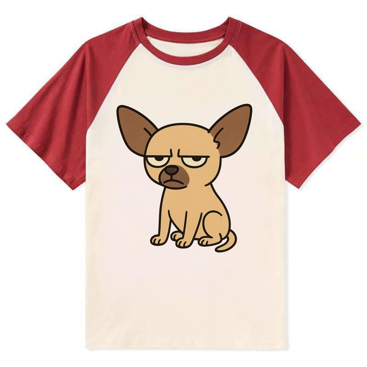 The Chihuahua Judging Silently - Contrast Raglan T-shirt - Red