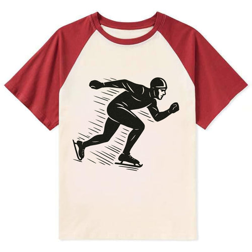 Speed skater in racing crouch - Contrast Raglan T-shirt