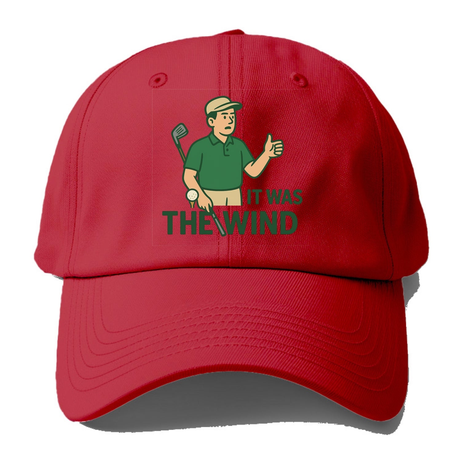 Golfer blaming the wind with hair perfectly still - "It Was the Wind" - classic - Baseball Cap - Red