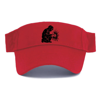 Welder sparks flying dramatically - Visor - Red
