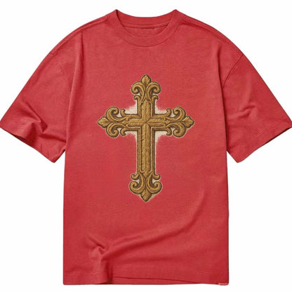 Baroque Cross  - Classic T-shirt - Red