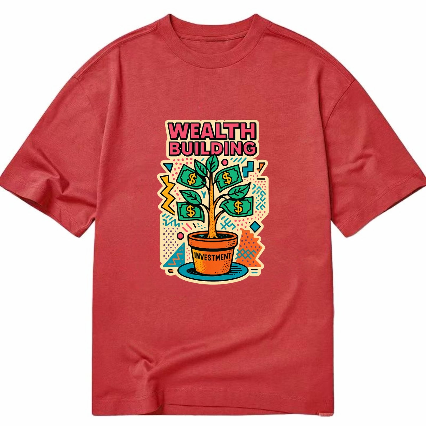 Money tree growing from investment pot - financial independence journey, wealth - Classic T-shirt - Red