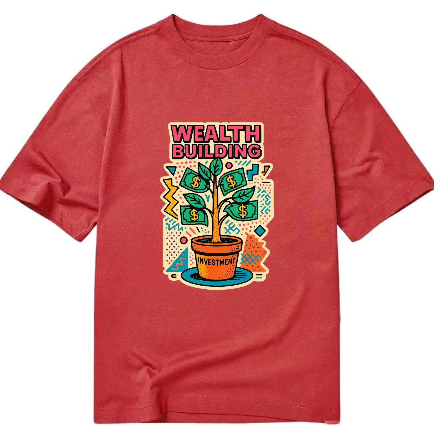 Money tree growing from investment pot - financial independence journey, wealth - Classic T-shirt - Red