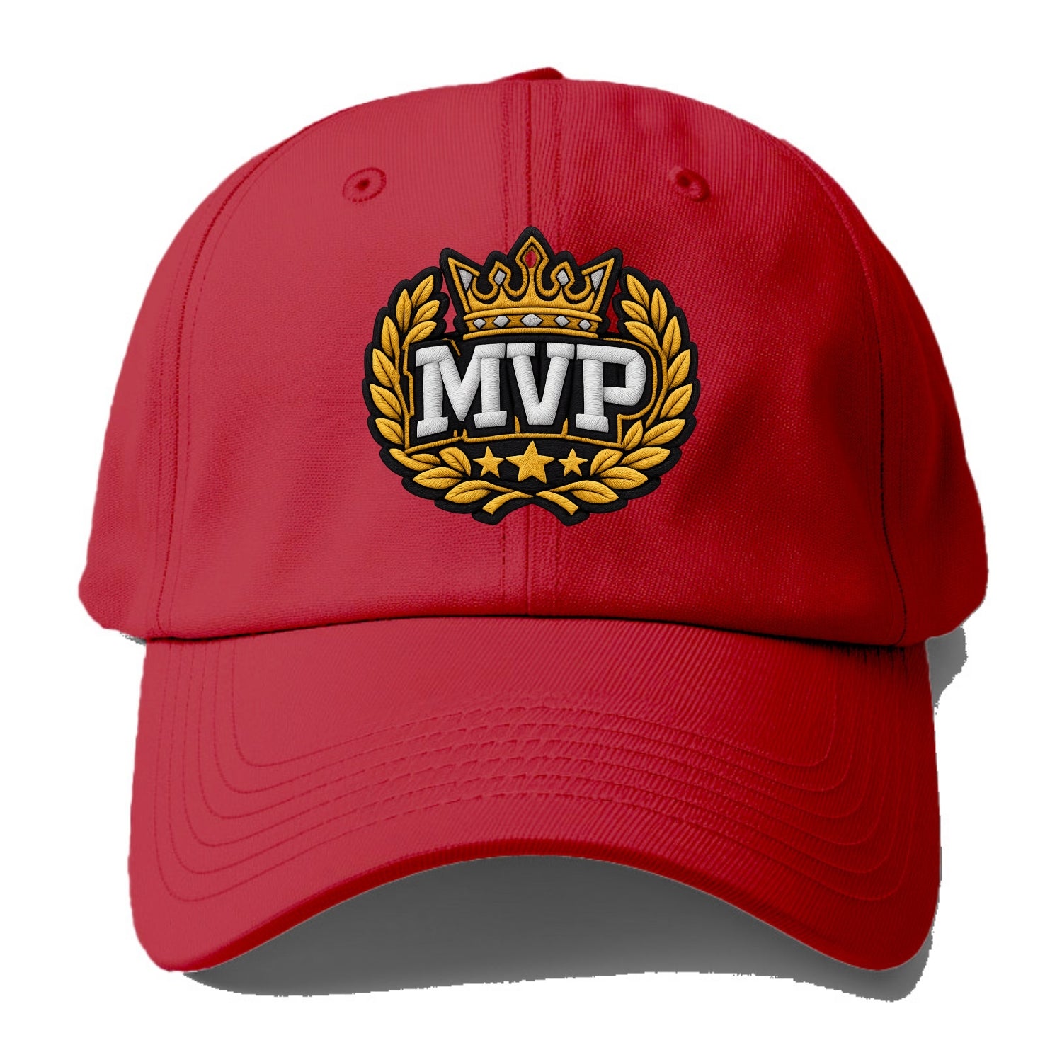 MVP CROWN - crown with laurels in gold , most valuable - Baseball Cap - Red