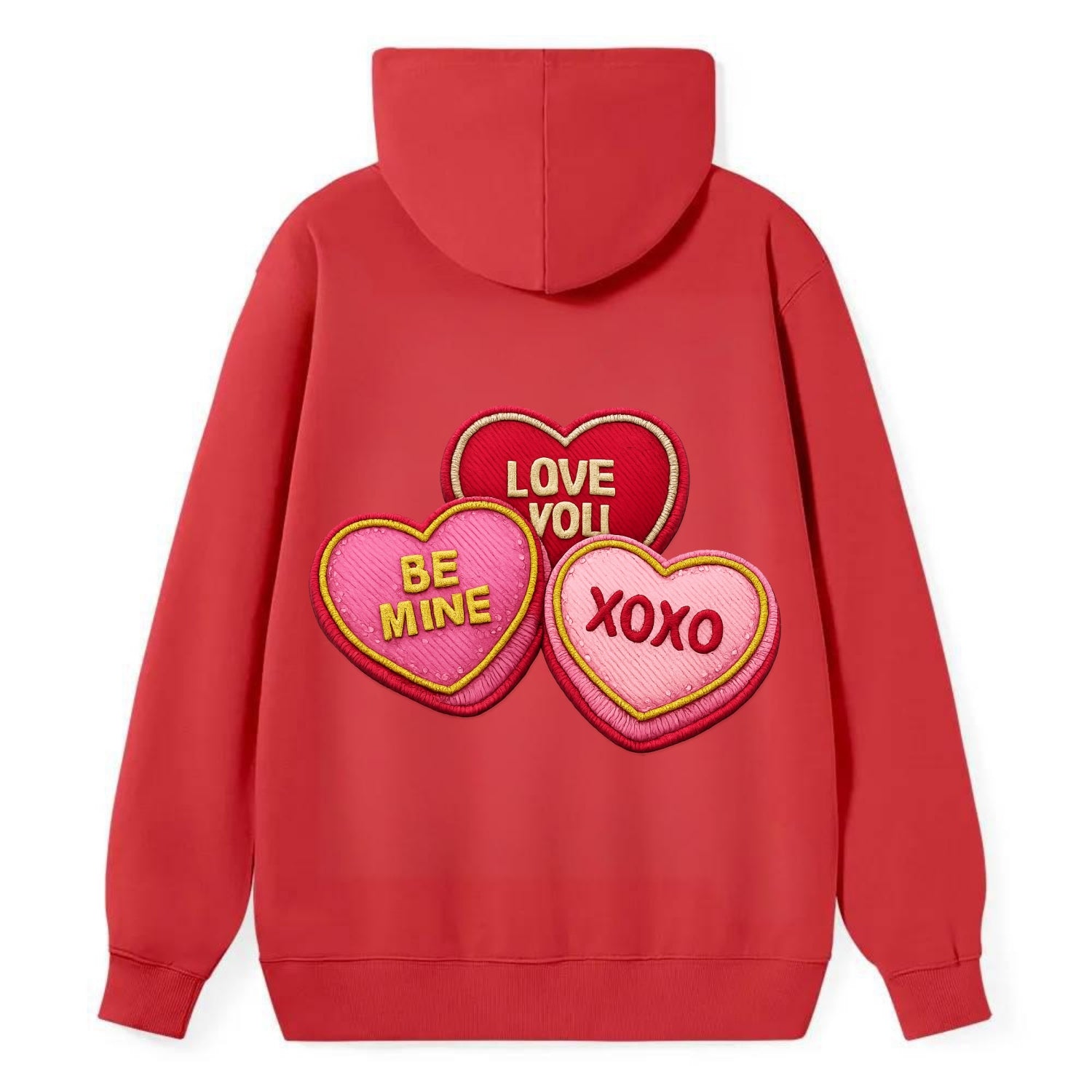 VALENTINES HEARTS - candy hearts in pink and red , love day - Classic Pullover Hoodie - Red