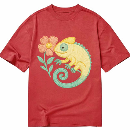 Yellow Chameleon - Classic T-shirt - Red