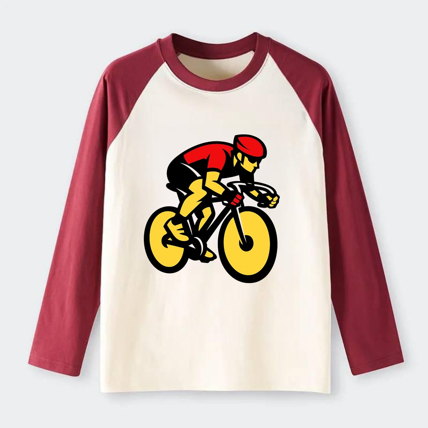 Speed Demon Cyclist - Raglan Long Sleeve T-Shirt - Red
