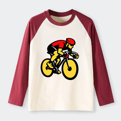 Speed Demon Cyclist - Raglan Long Sleeve T-Shirt - Red