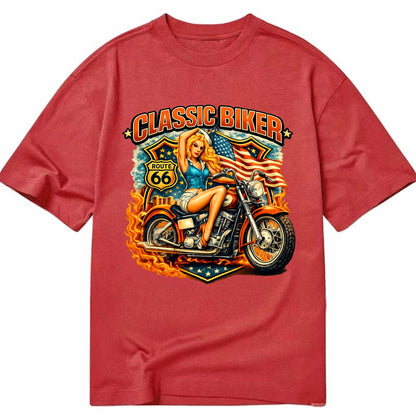 Classic Pinup Biker - Classic T-shirt - Red