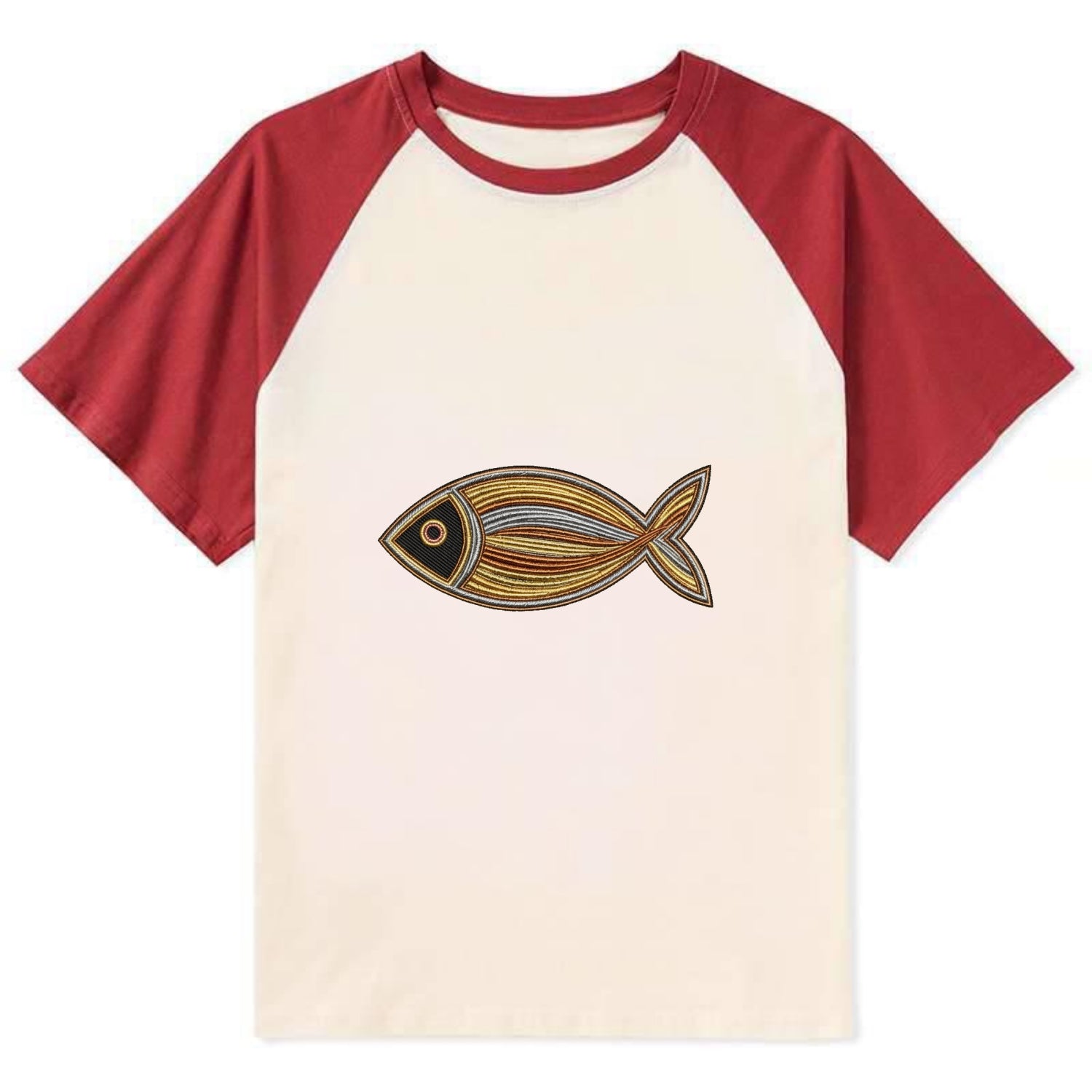 Ichthys - Contrast Raglan T-shirt - Red
