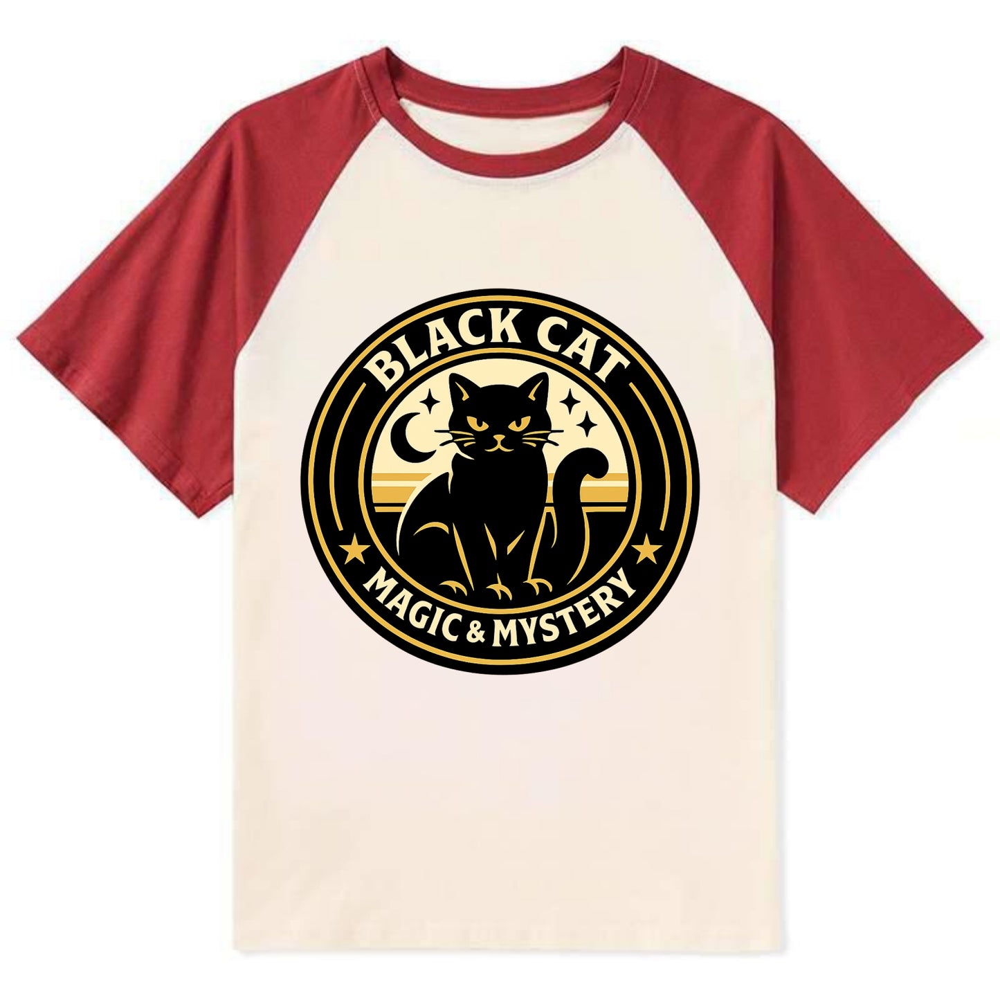 Midnight Prowler Emblem - Contrast Raglan T-shirt - Red