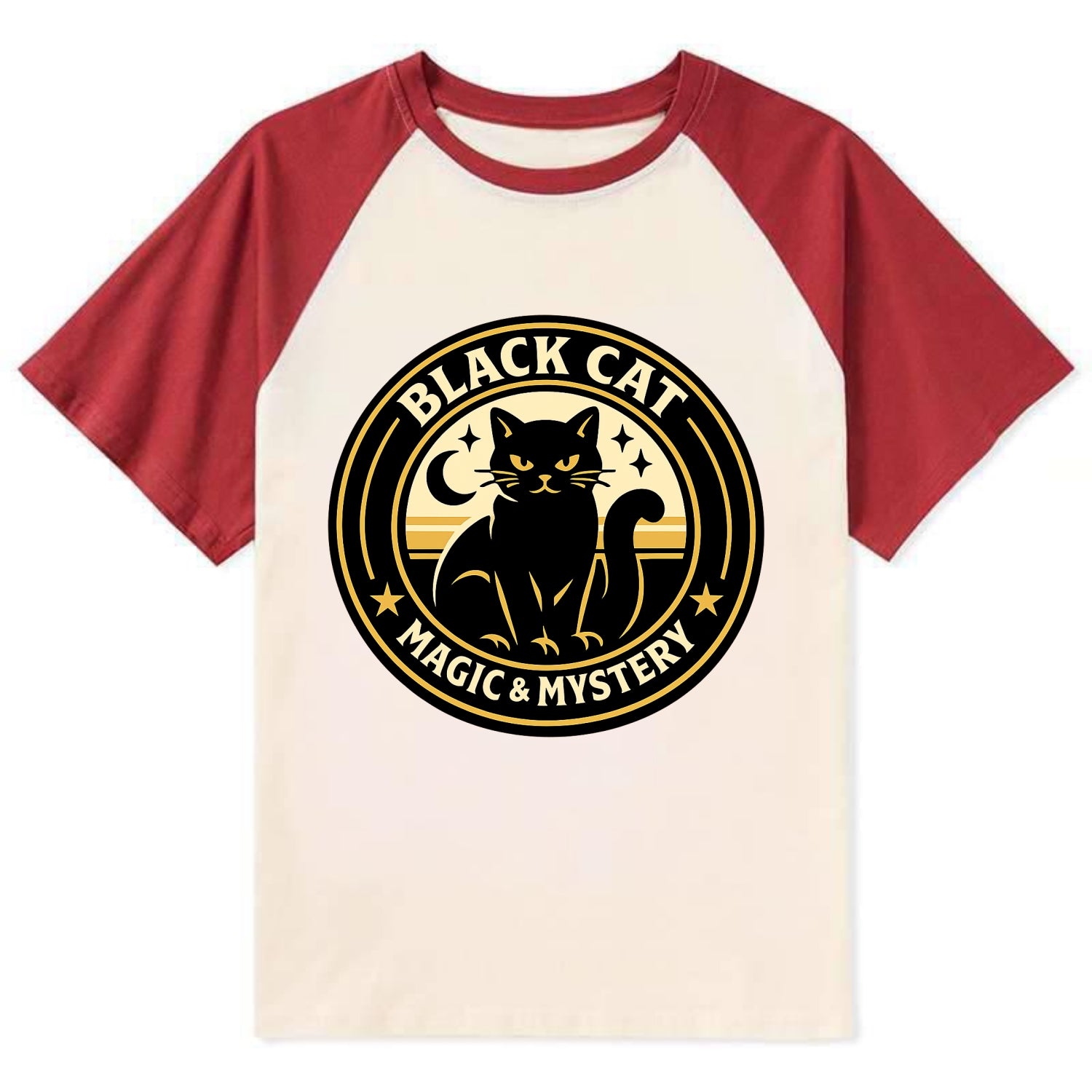 Midnight Prowler Emblem - Contrast Raglan T-shirt - Red