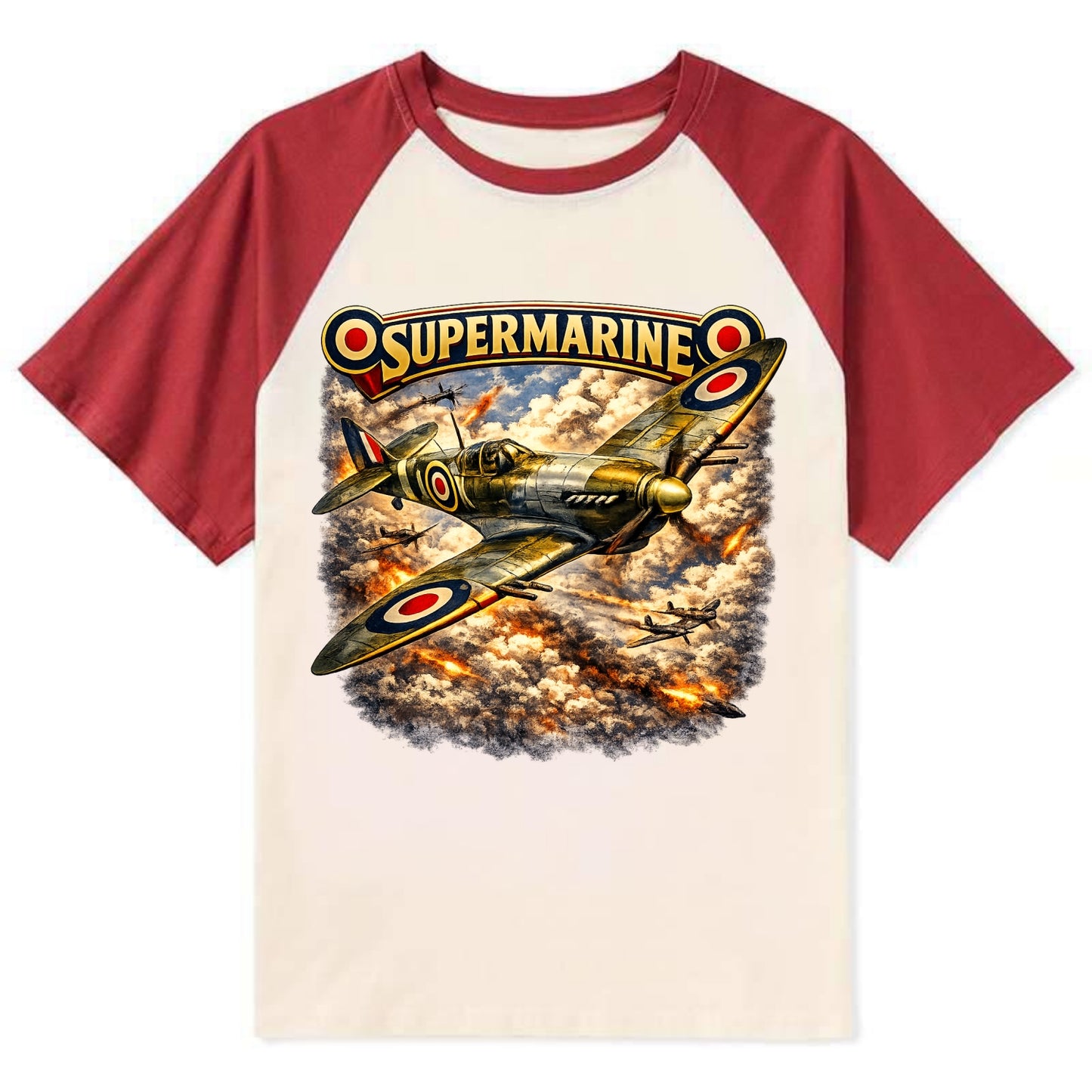 Supermarine Spitfire - Contrast Raglan T-shirt - Red