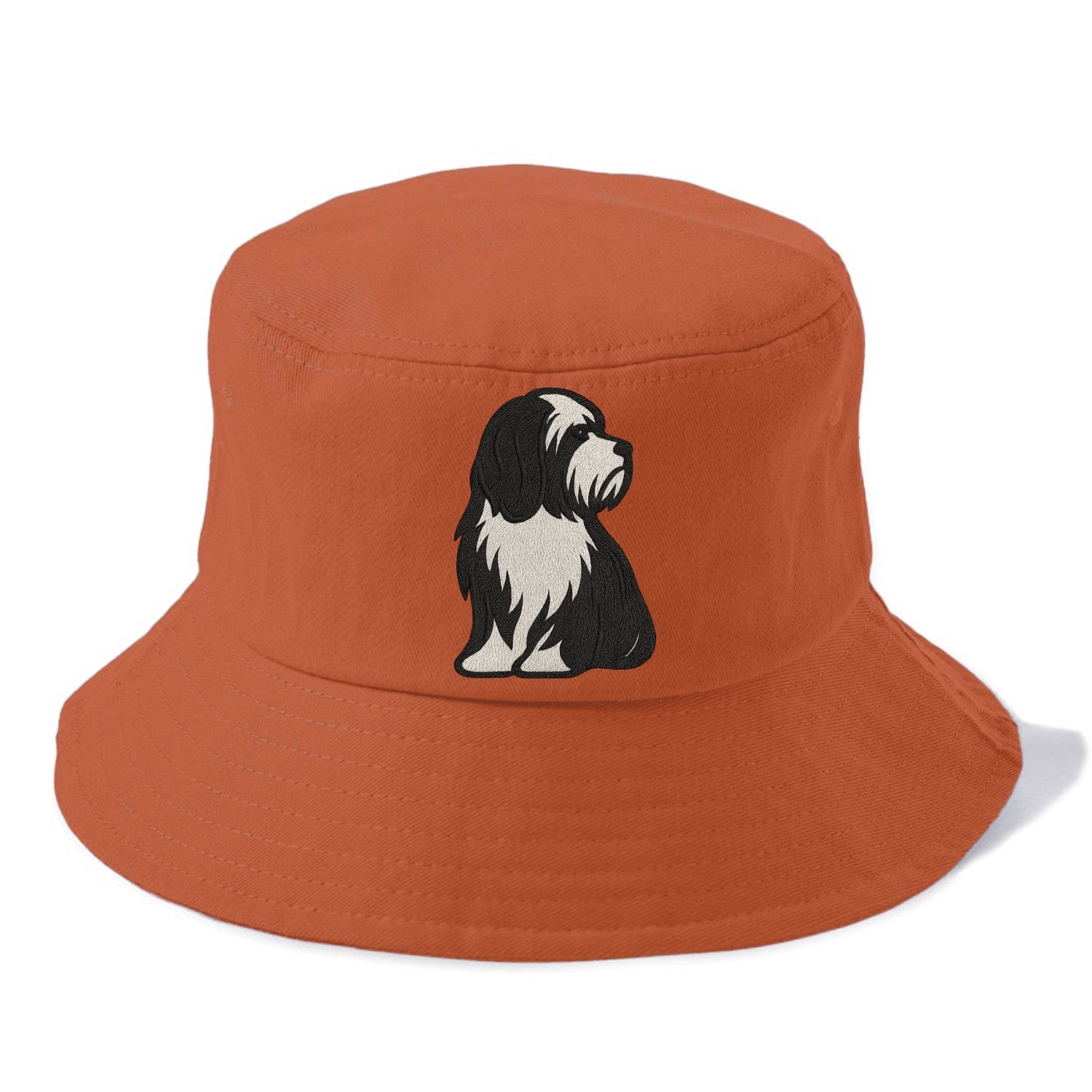 Tibetan Terrier - Black and white long c - Bucket Hat - Red